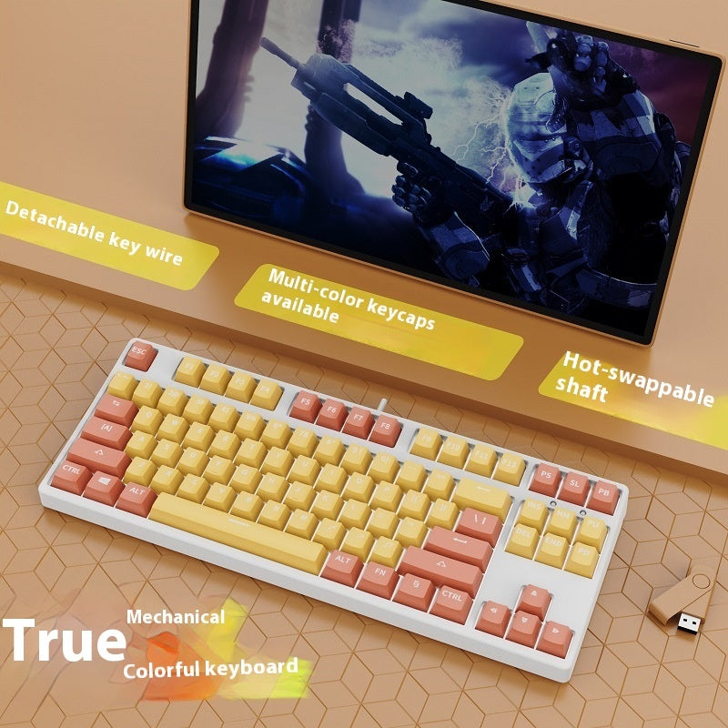 87 Key Wired Game Hot Plug Two Colors Mechanical Keyboard: Elevate Your Gaming Experience